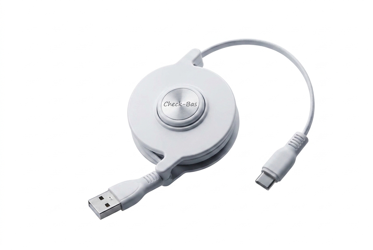 Check-Bas White Retractable USB Cable